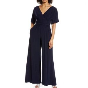 Eliza J Womens Wide Leg Navy Blue Jumpsuit Size: 6